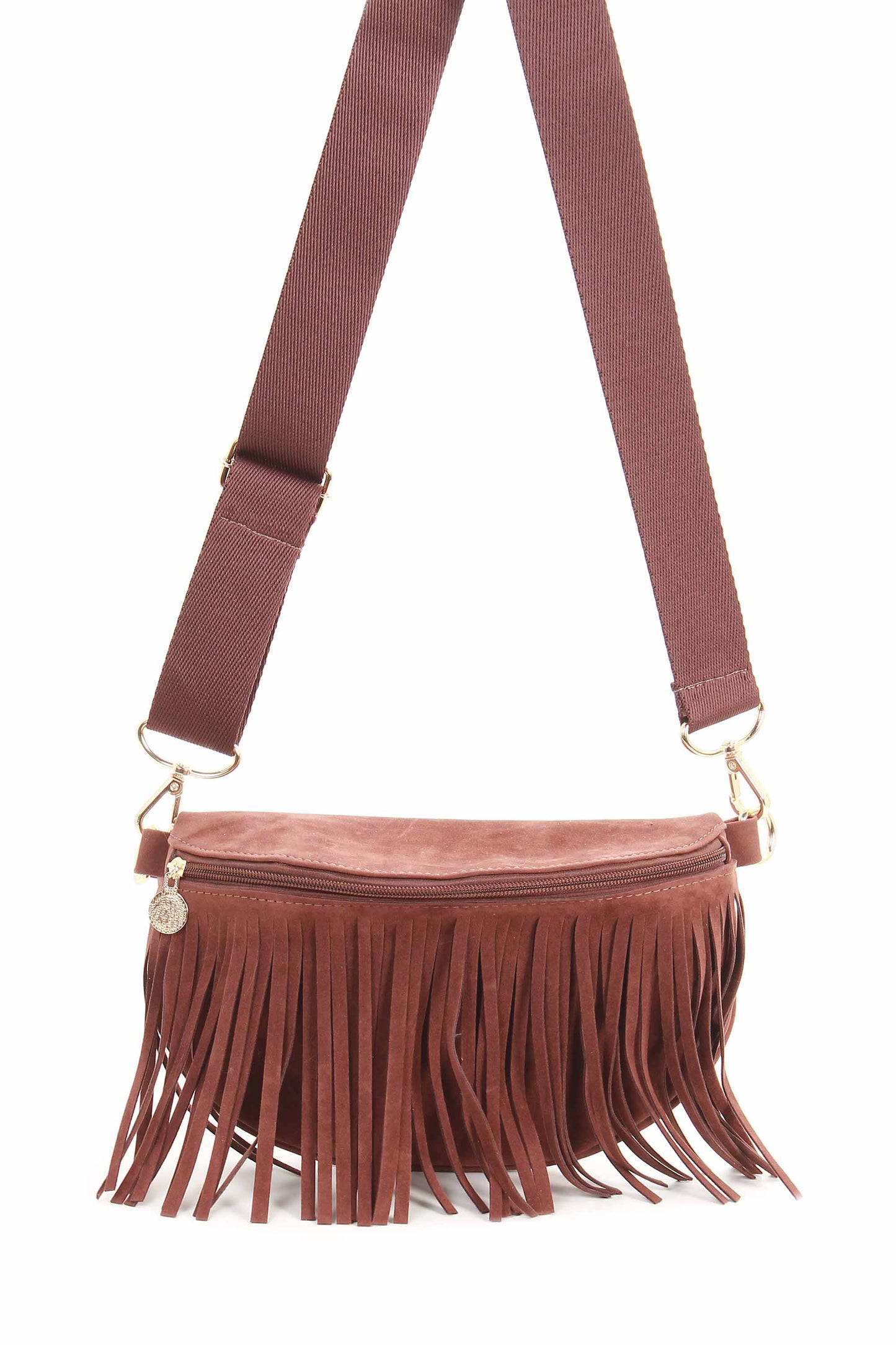 Bolsa pochete boho em camurça