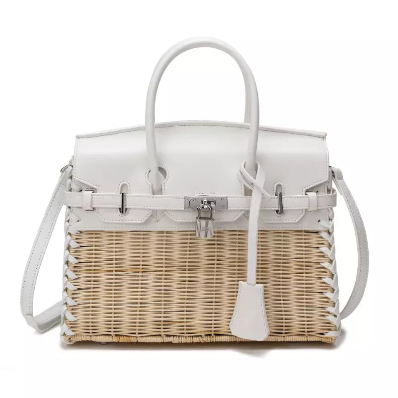 Bolsa em palha e couro Brigitte