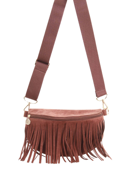 Bolsa pochete boho em camurça