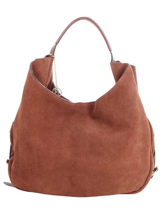 Maxi bolsa camurça e couro legítimo