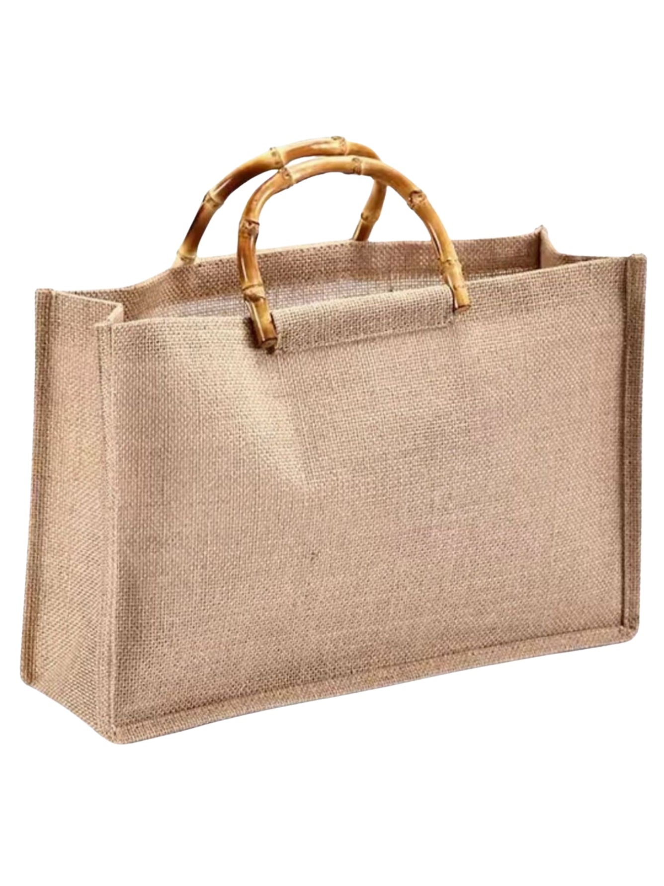 Bolsa de juta com alça de bambu