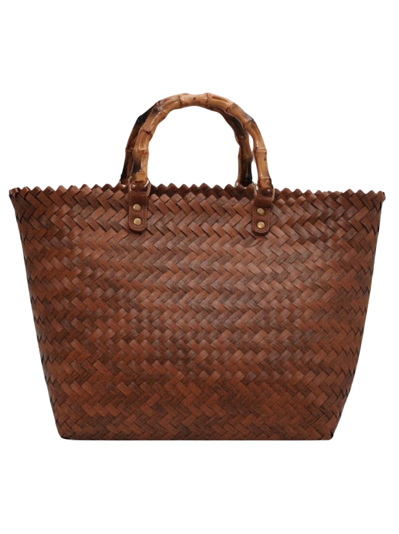 Bolsa luxo de palha com alça de bambu