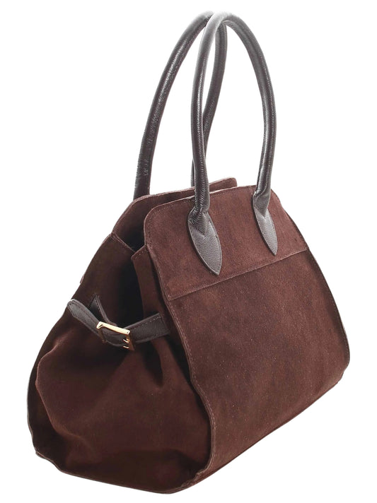 Bolsa baú camurça couro