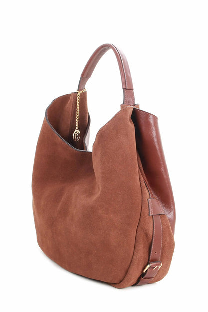 Maxi bolsa camurça e couro legítimo