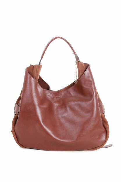 Maxi bolsa camurça e couro legítimo