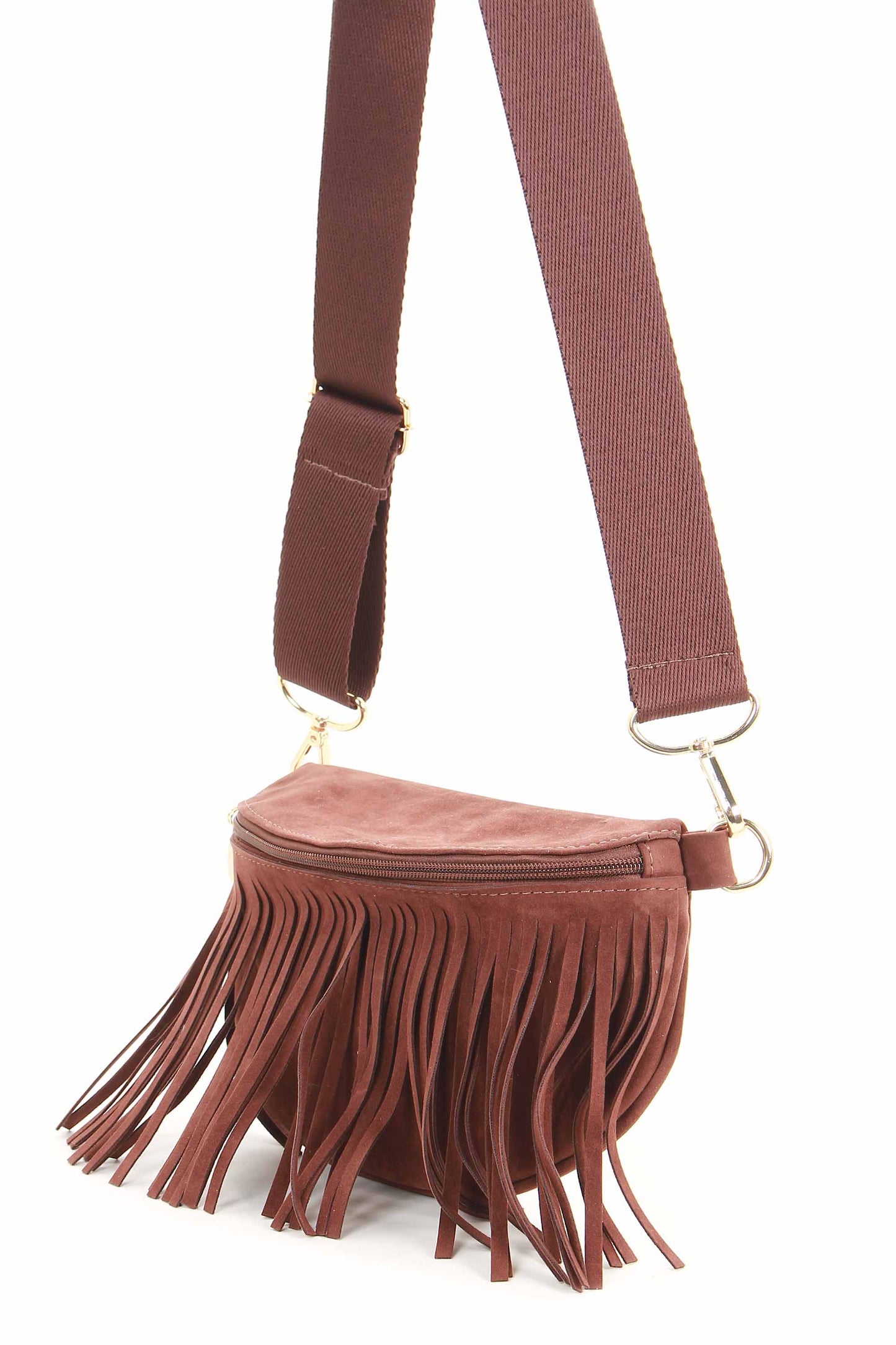 Bolsa pochete boho em camurça