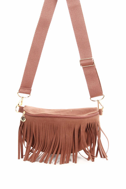 Bolsa pochete boho em camurça