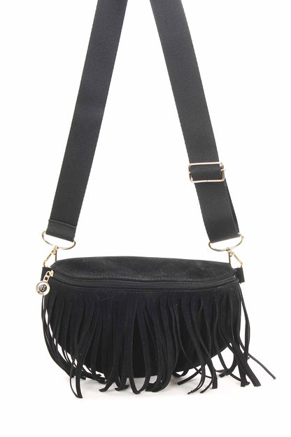 Bolsa pochete boho em camurça
