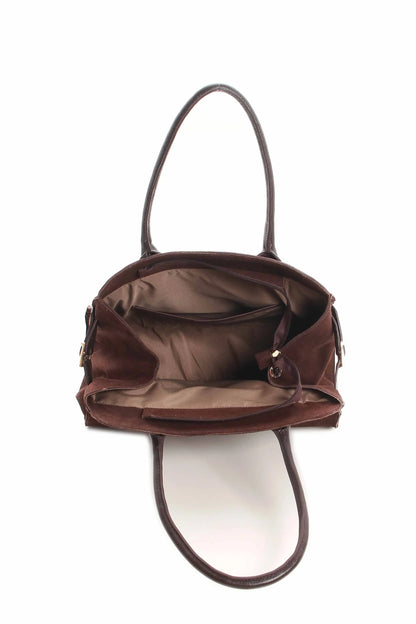 Bolsa baú camurça couro