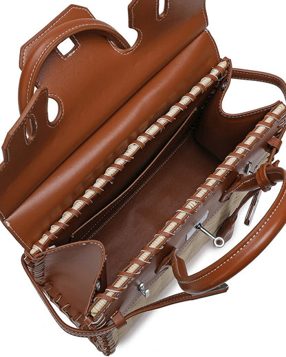 Bolsa em palha e couro Brigitte